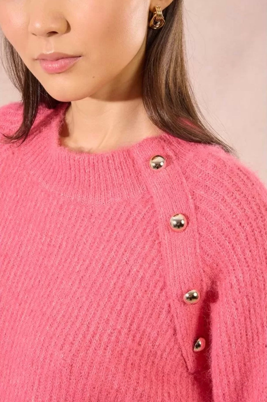 Ladies Knitted Sweater Coral
