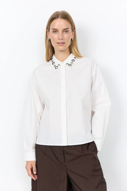 Sc-Jian white eyelet shirt