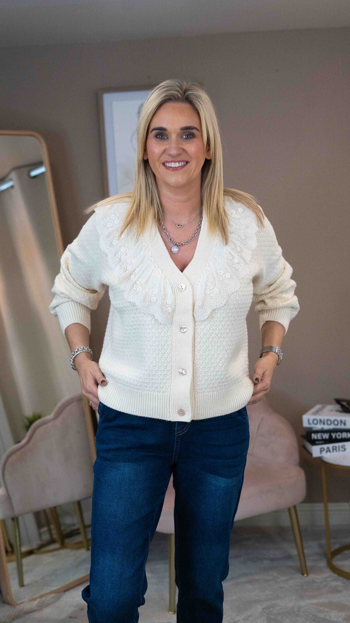 JANIE RUFFLE CARDIGAN