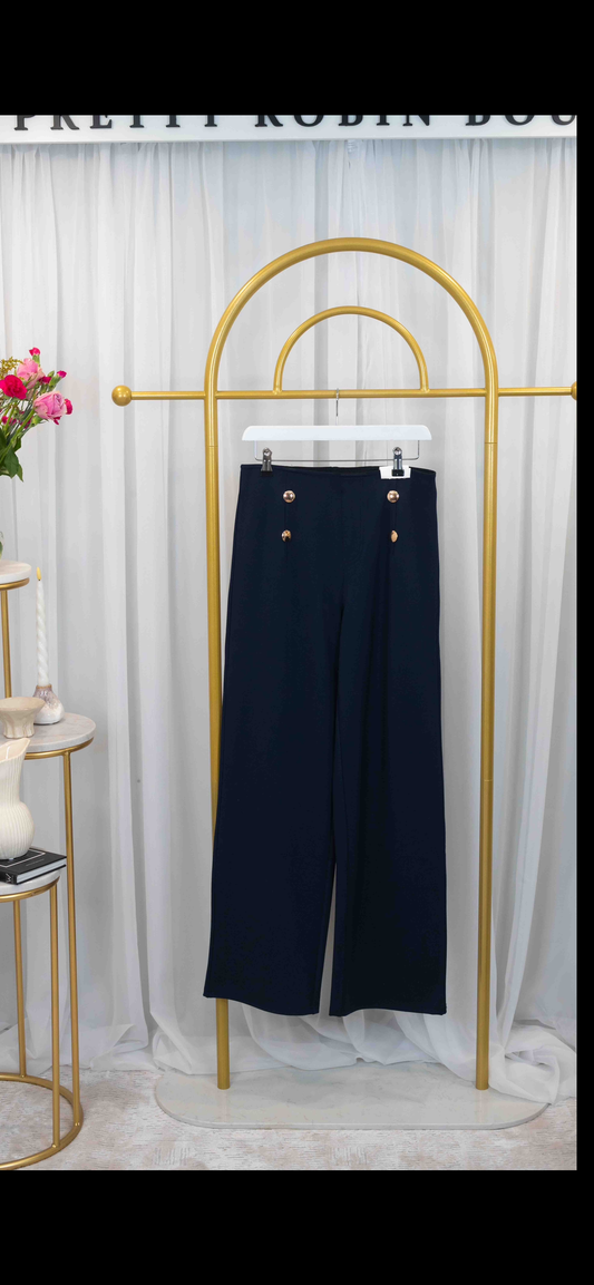 Pinns Navy Gold Button Feature 610T