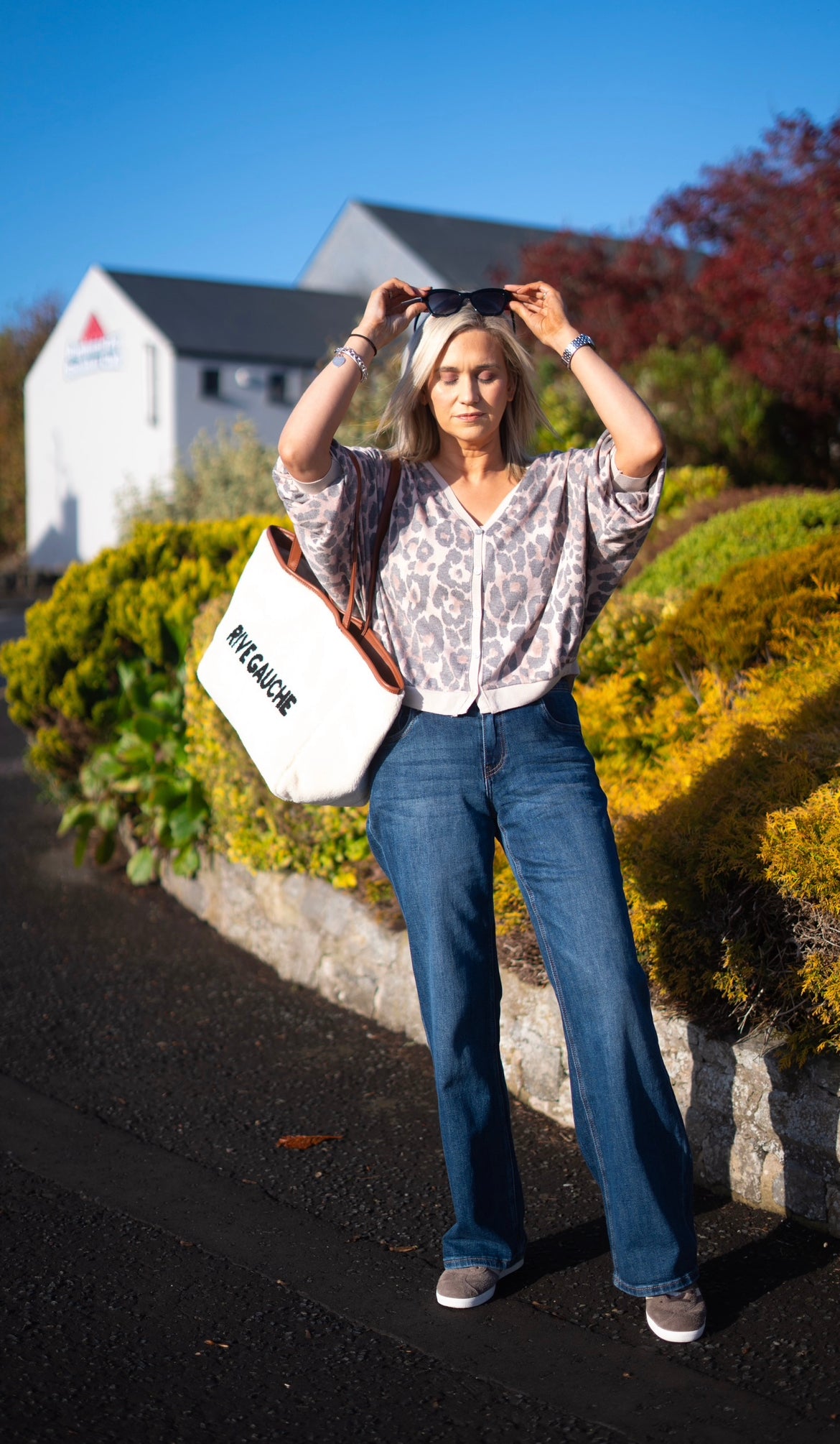 Wide leg denim jeans