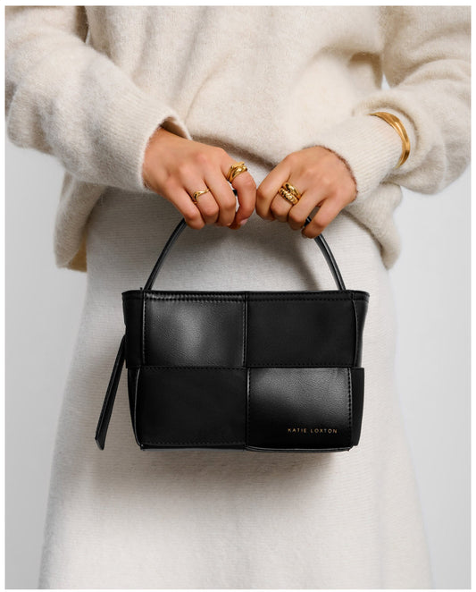 Taya Hand Woven Suedette Top Handle Bag