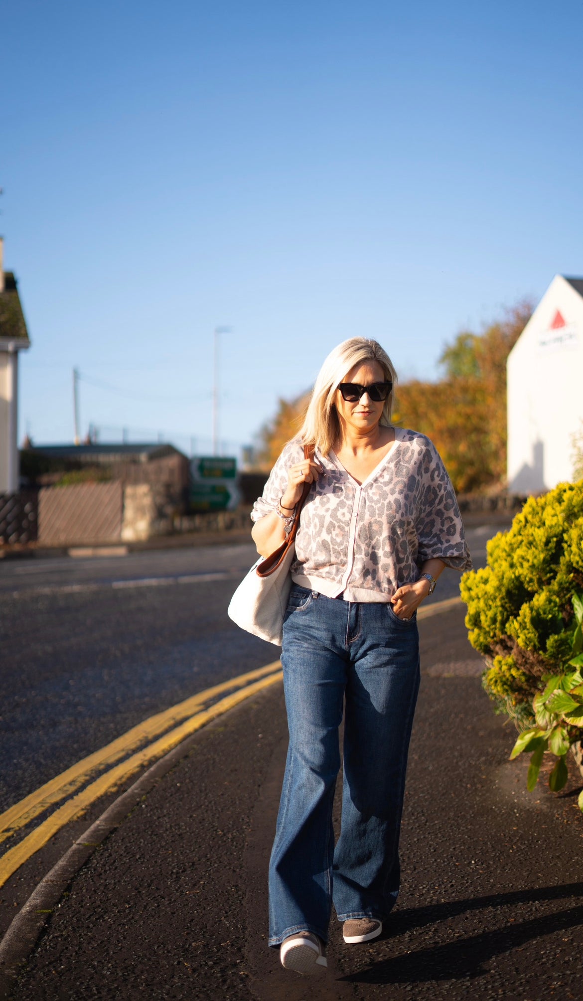 Wide leg denim jeans