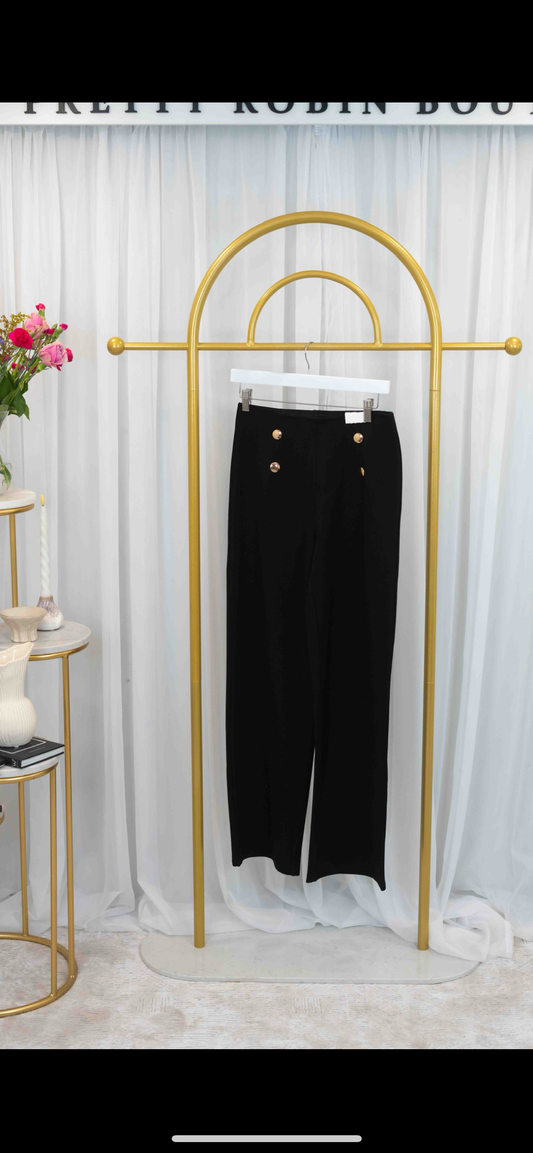Pinns Black trouser with gold button feature 610T