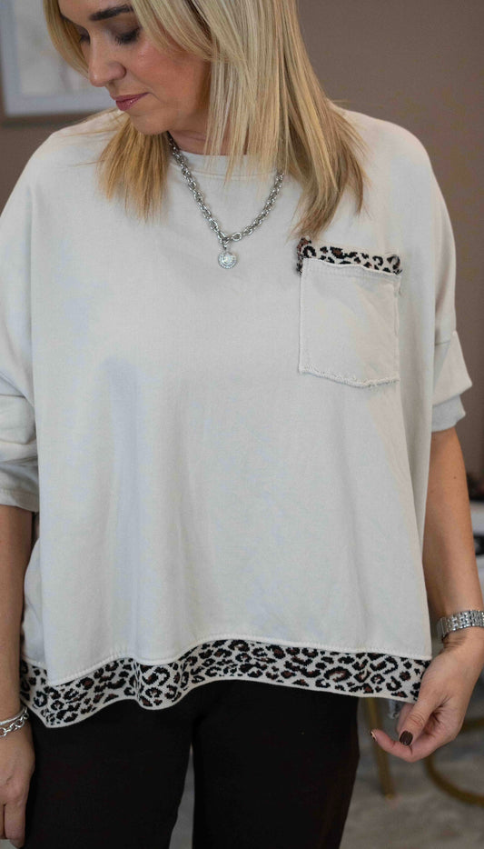 Cream leopard top