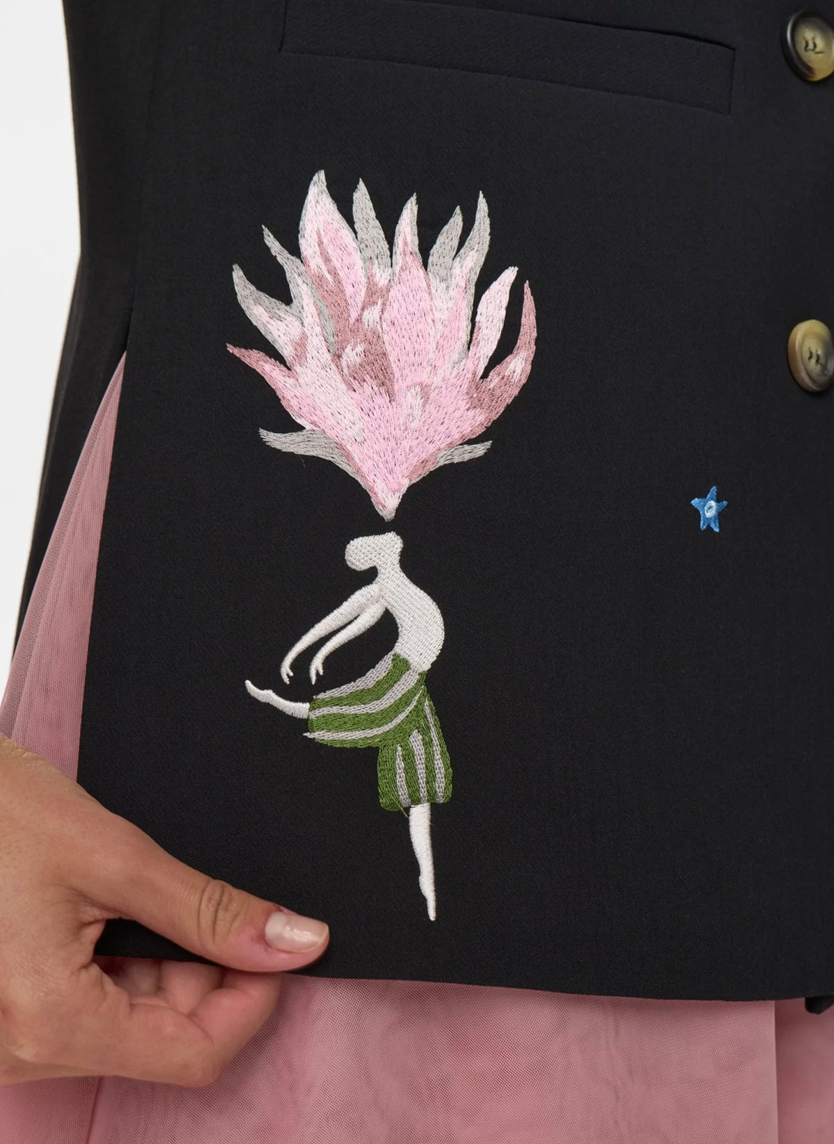 ALMUT LONG VEST - Caviar