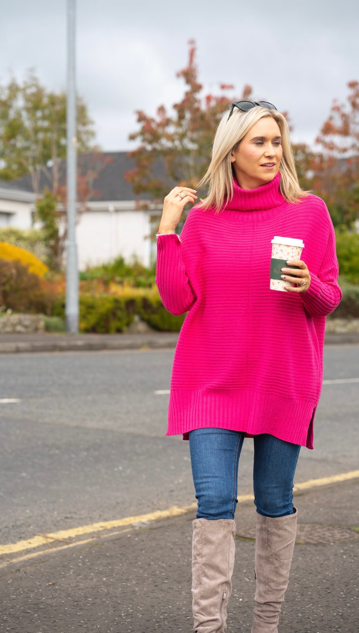 Fuchsia longline Jumper