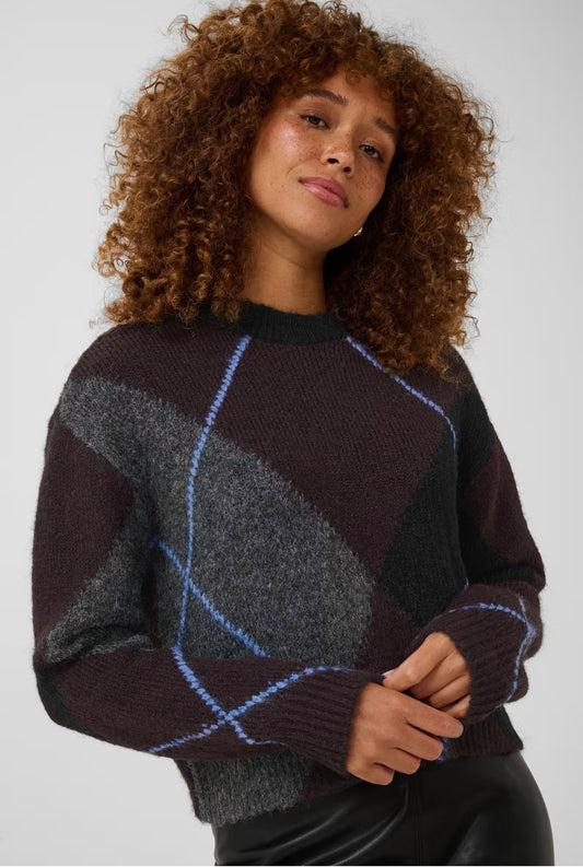 KAgrith Wool Blend Argyle Pullover