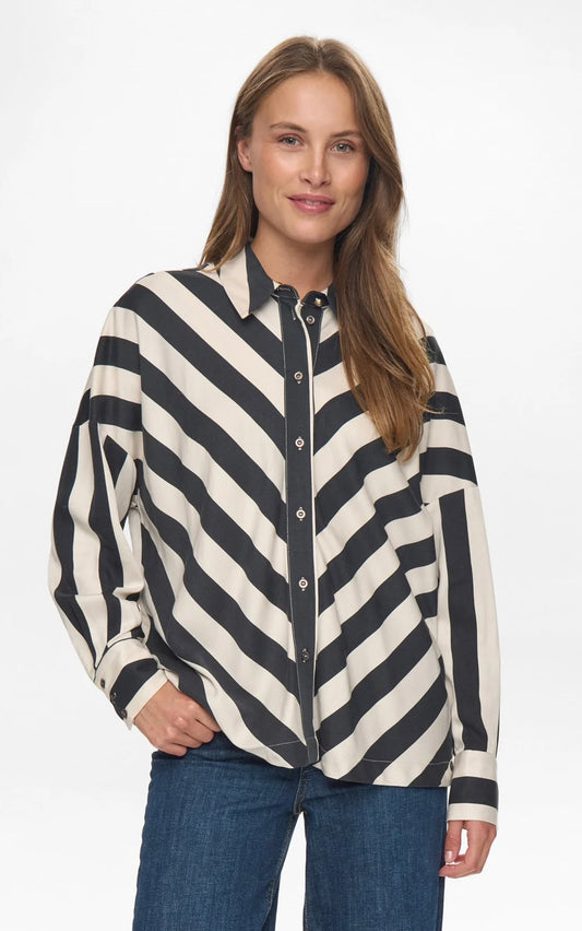 NuMINZU STRIPE SHIRT - Caviar