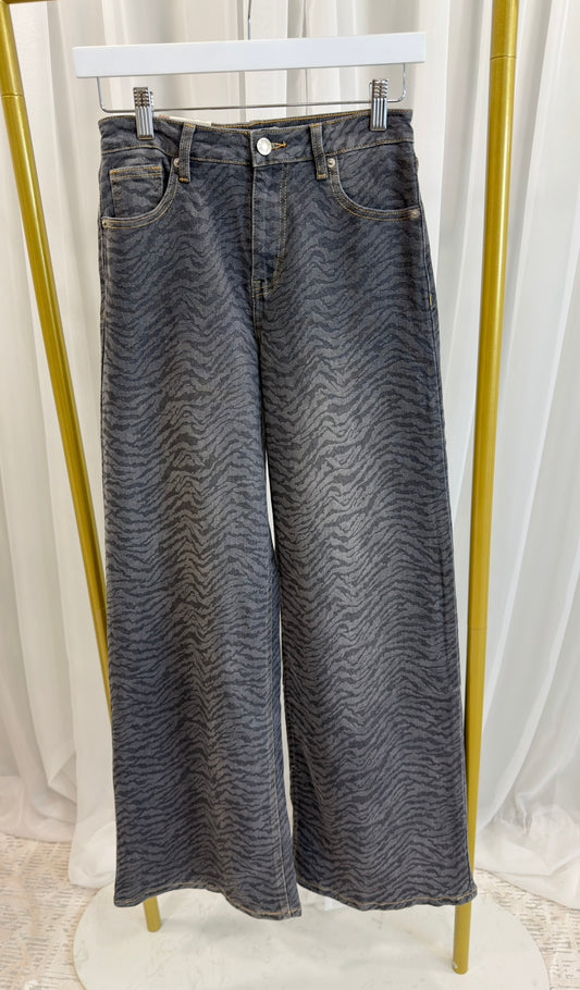 Grey Zebra Print Jeans