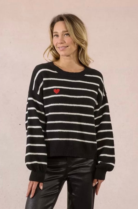 Ladies Knitted Sweater Black/Off White