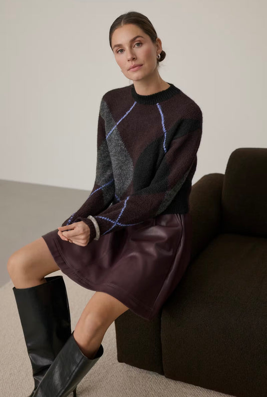 KAgrith Wool Blend Argyle Pullover