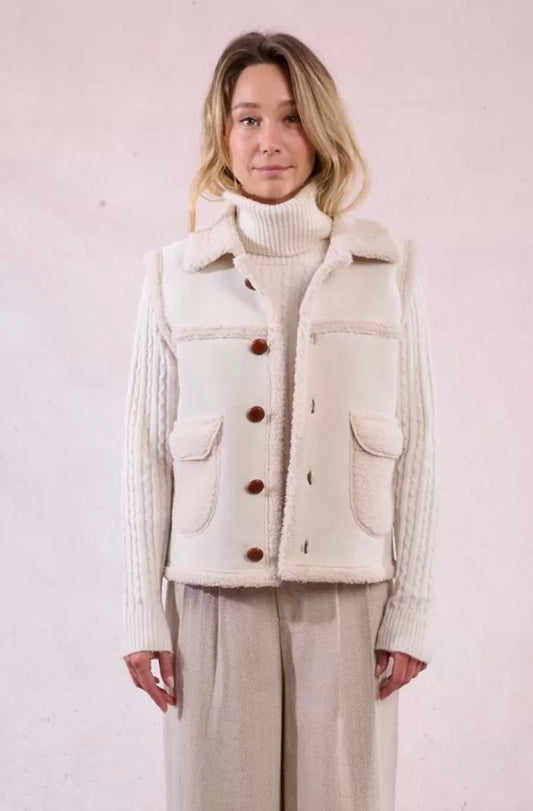 SLEEVELESS JACKET, IMITATION SHEEPSKIN