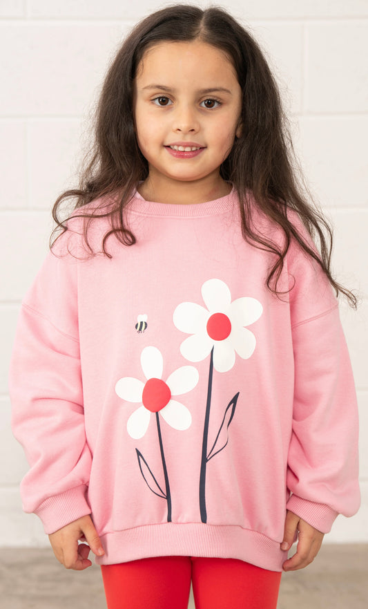 Flora Sweatshirt - Dusky Pink Flowers