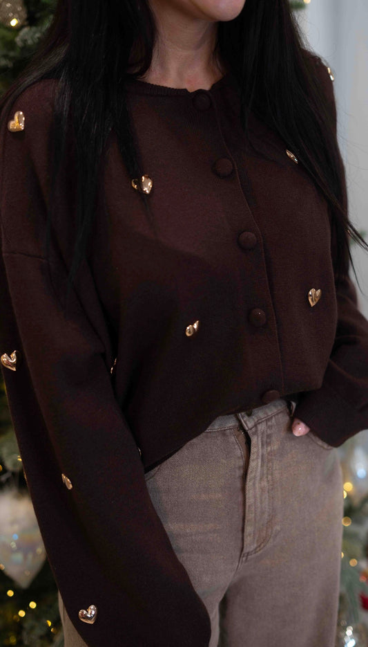 Brown heart Cardigan