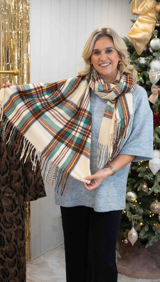 Cream tartan Scarf