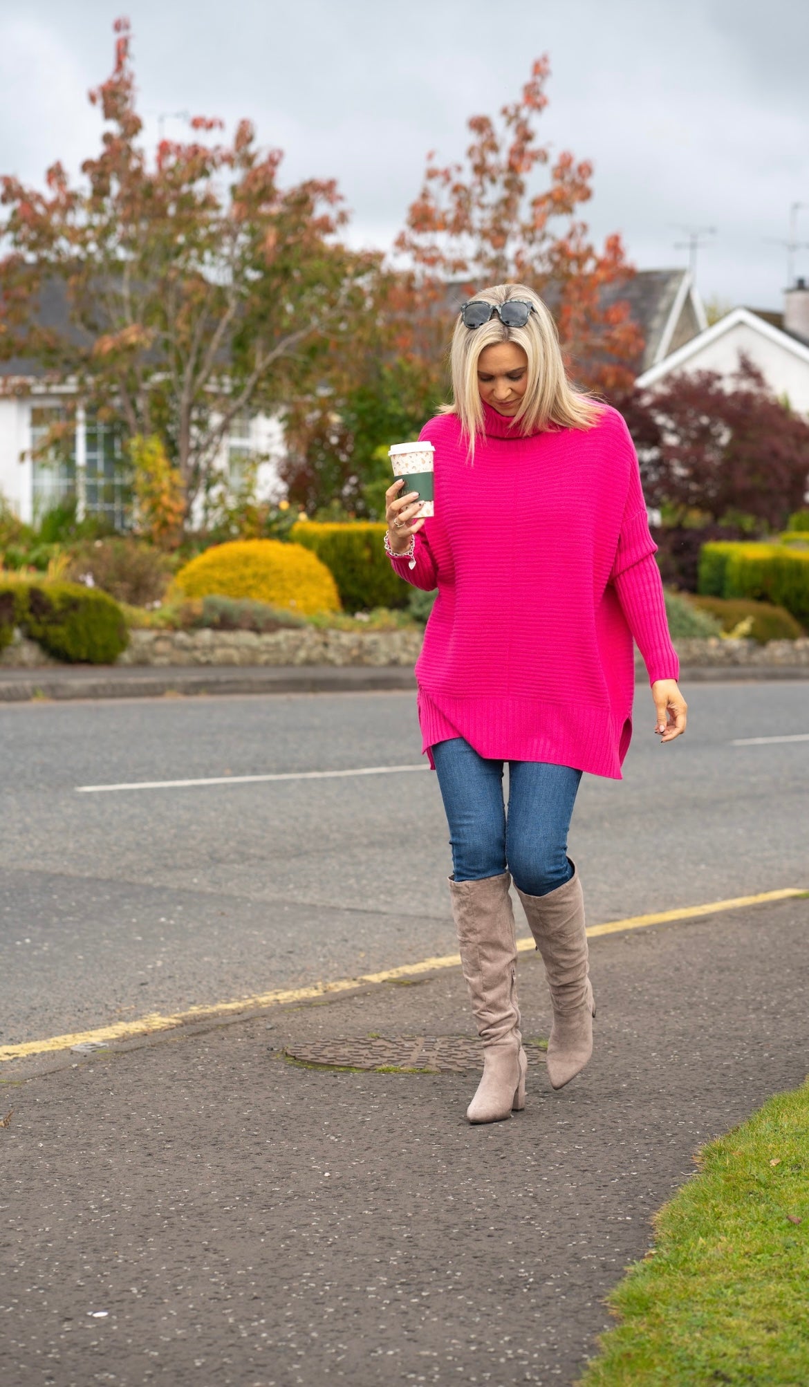Fuchsia longline Jumper