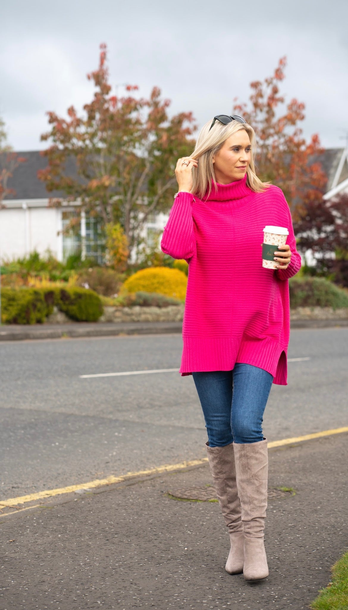 Fuchsia longline Jumper