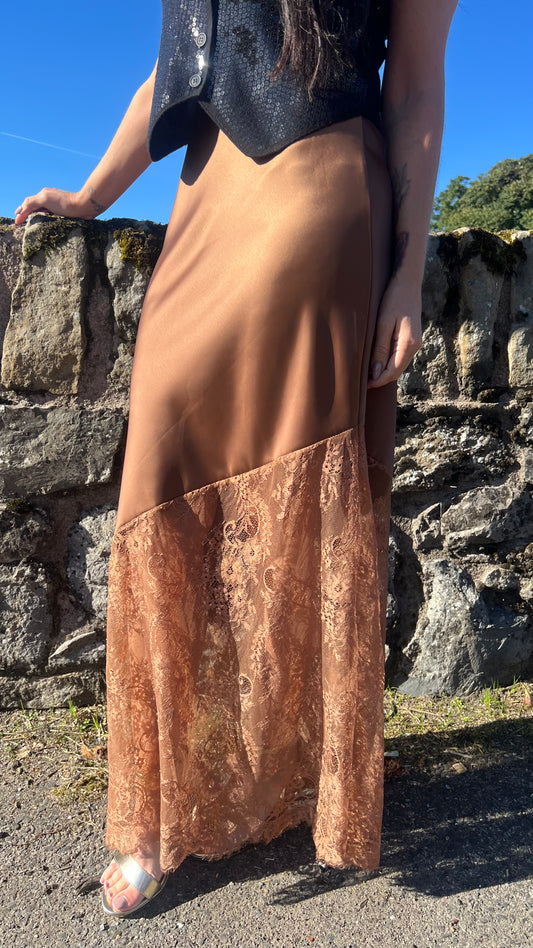 Brown Satin Skirt
