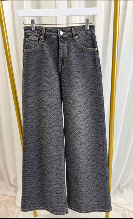 Grey Zebra Print Jeans