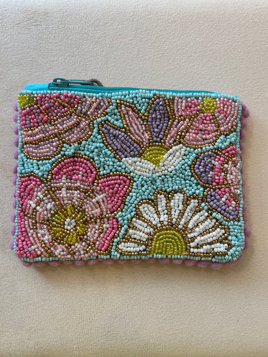 Flower beaded purse