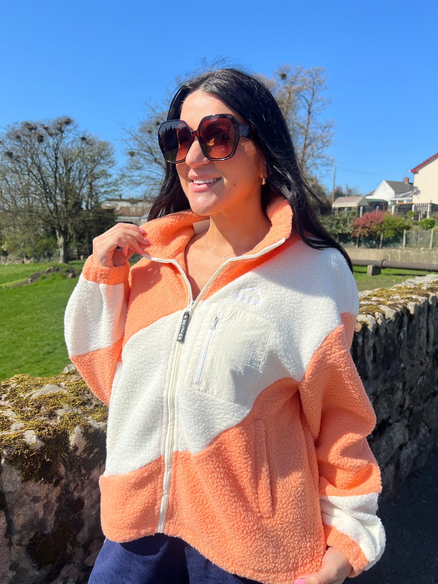 Orange/White Fleece