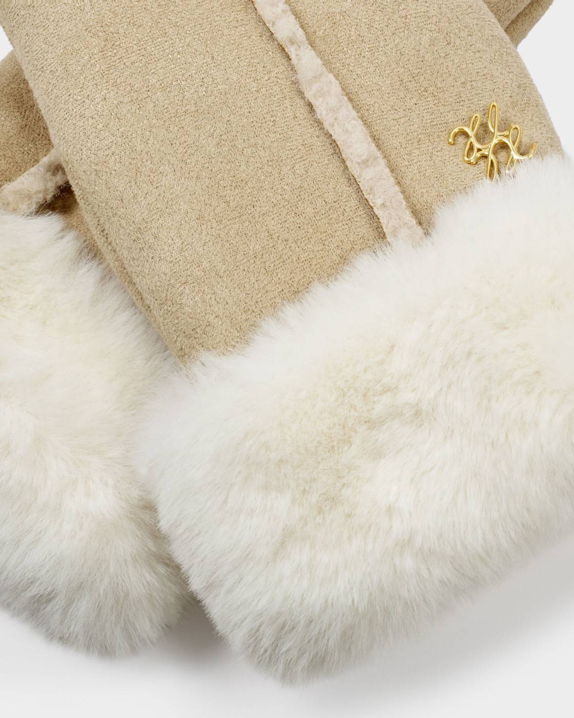 Faux Suede Mittens with Cord