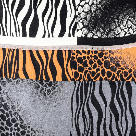 Black and orange mix multi animal print scarf