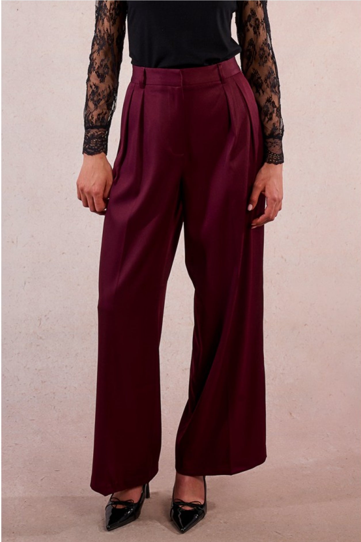 Plum Wide Leg Trousers