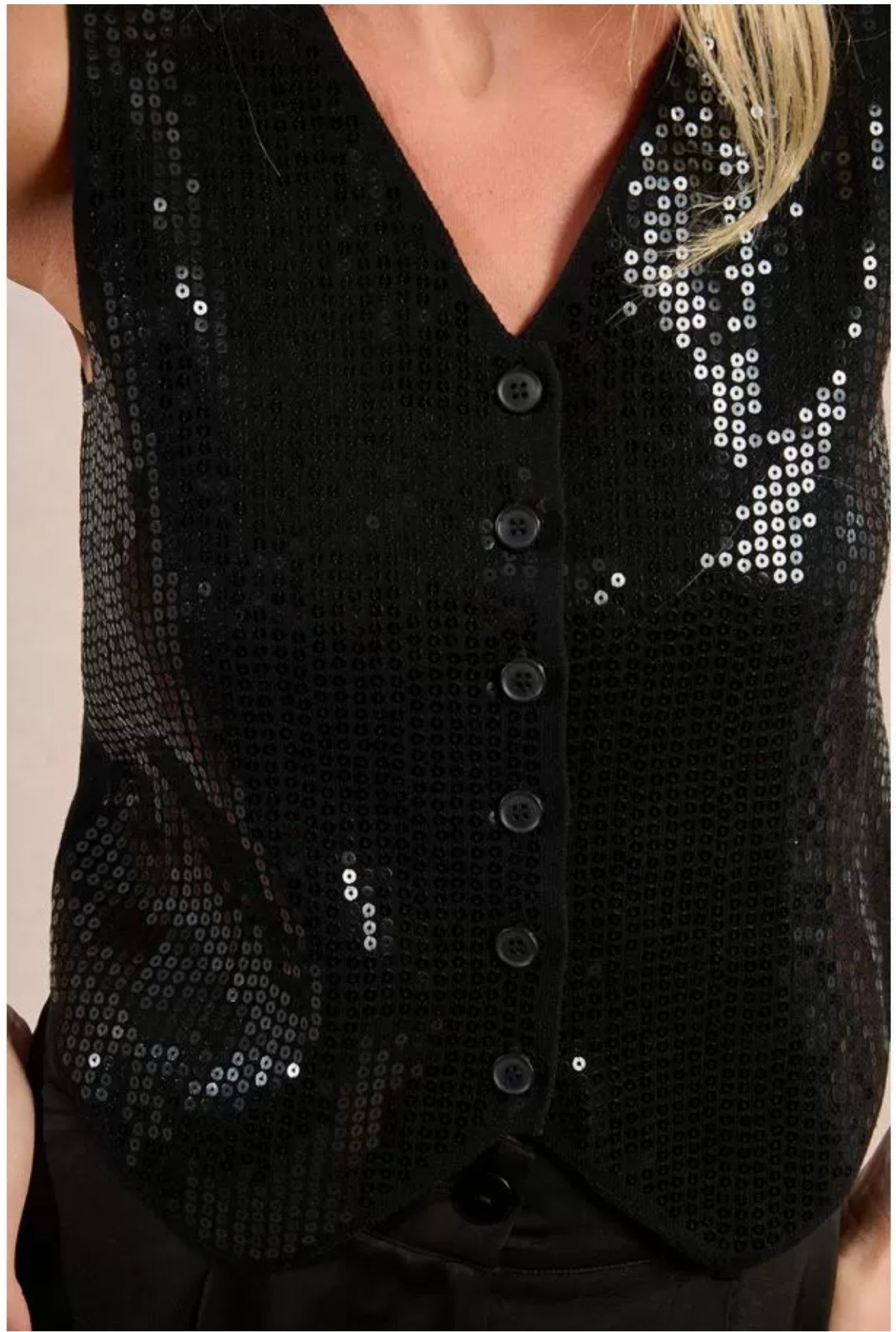 Black Sequin Vest
