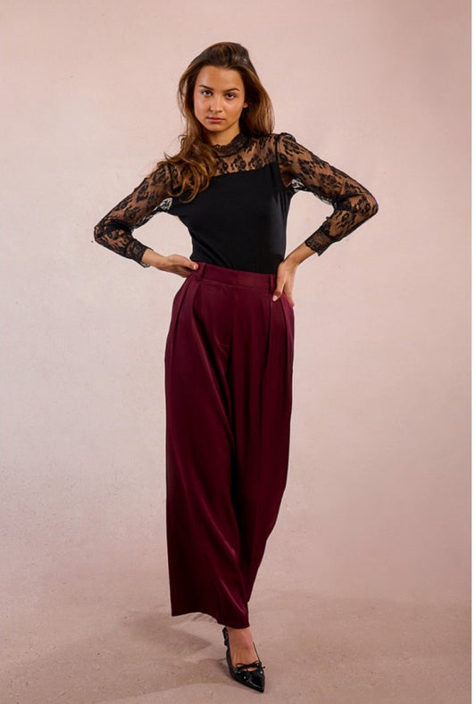 Plum Wide Leg Trousers
