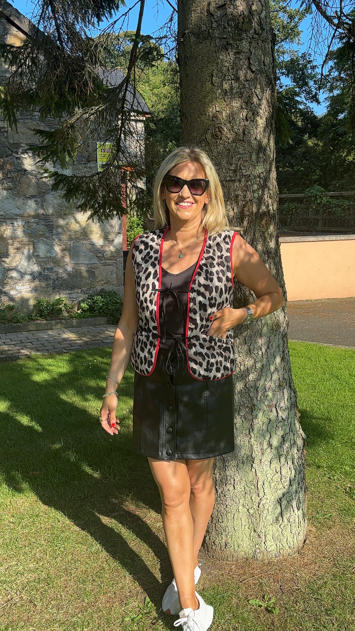 Leopard Print with Red Trim Waistcoat