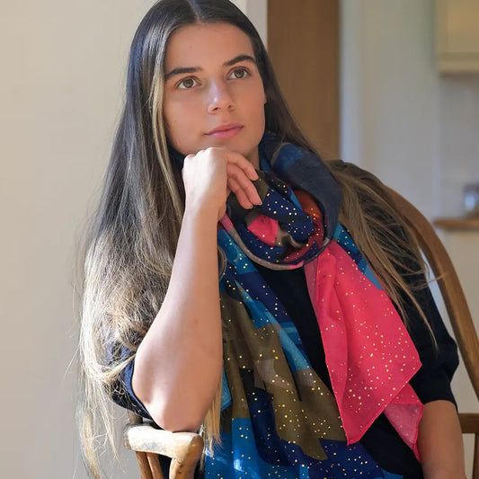 Recycled blend abstract paint and metallic scarf