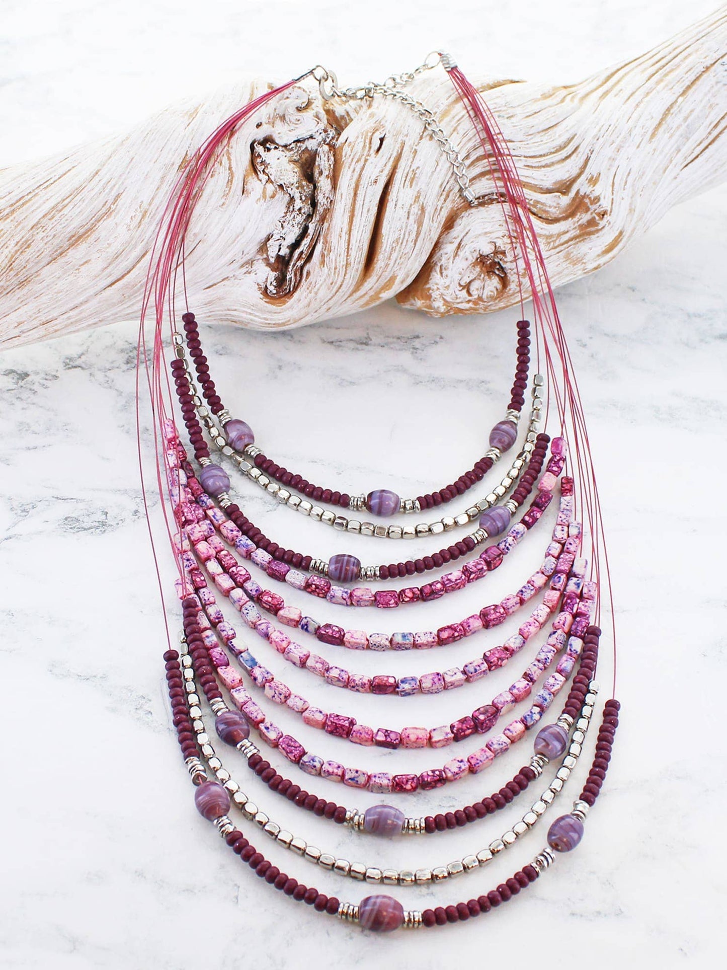 MULTI-STRAND BEADED COLLAR NECKLACE