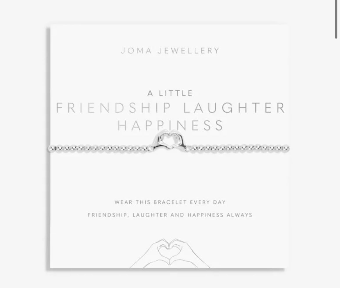 A little “friendship laughter happiness” bracelet