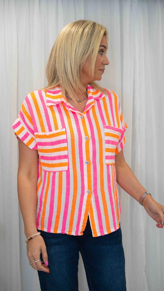 Lucy stripe top (orange)