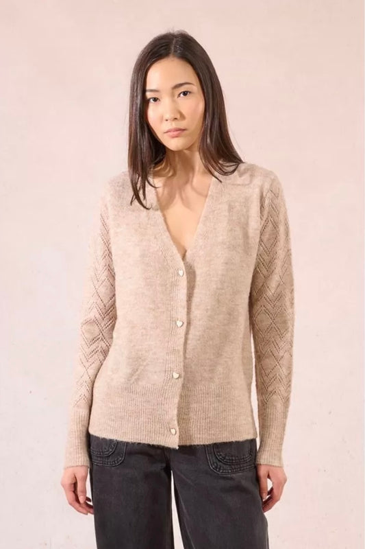 Ladies Knitted Cardigan Beige