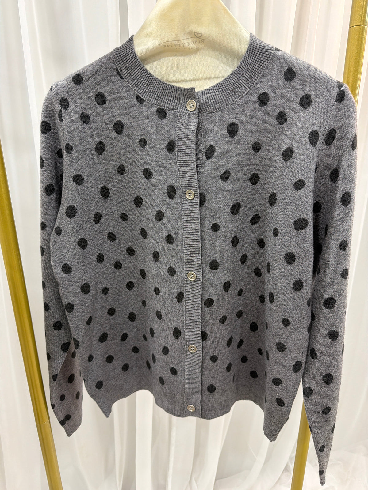 Grey Polka Dot Cardigan