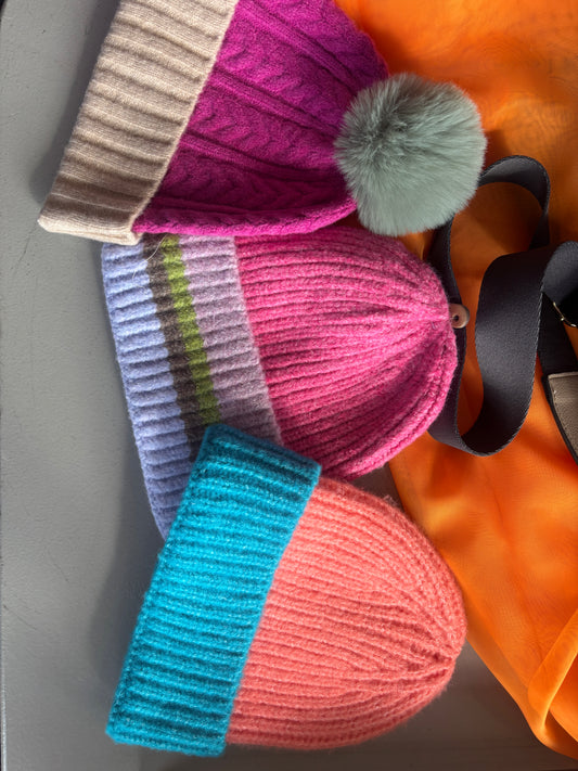 Pink bobble hat