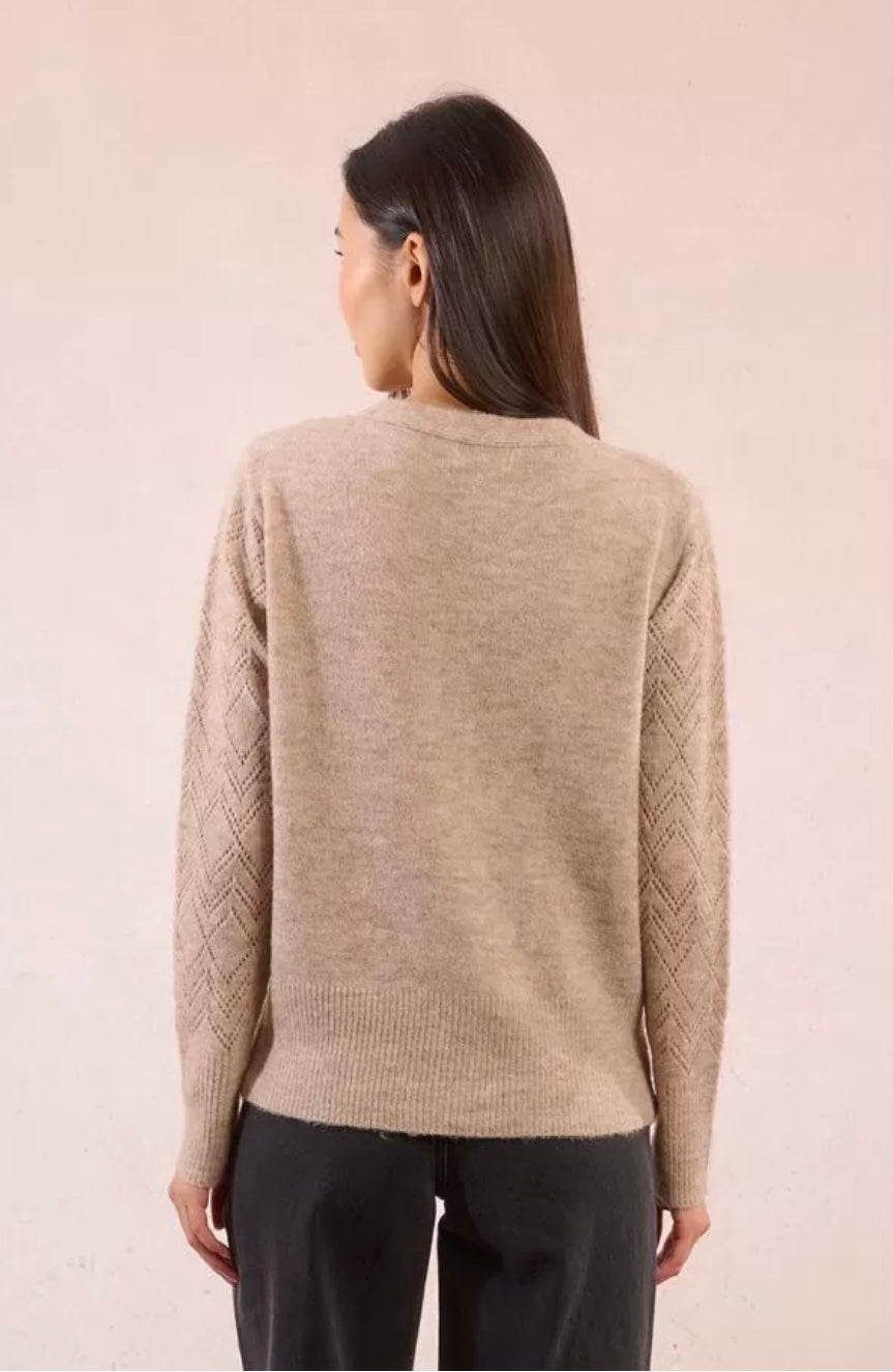 Ladies Knitted Cardigan Beige