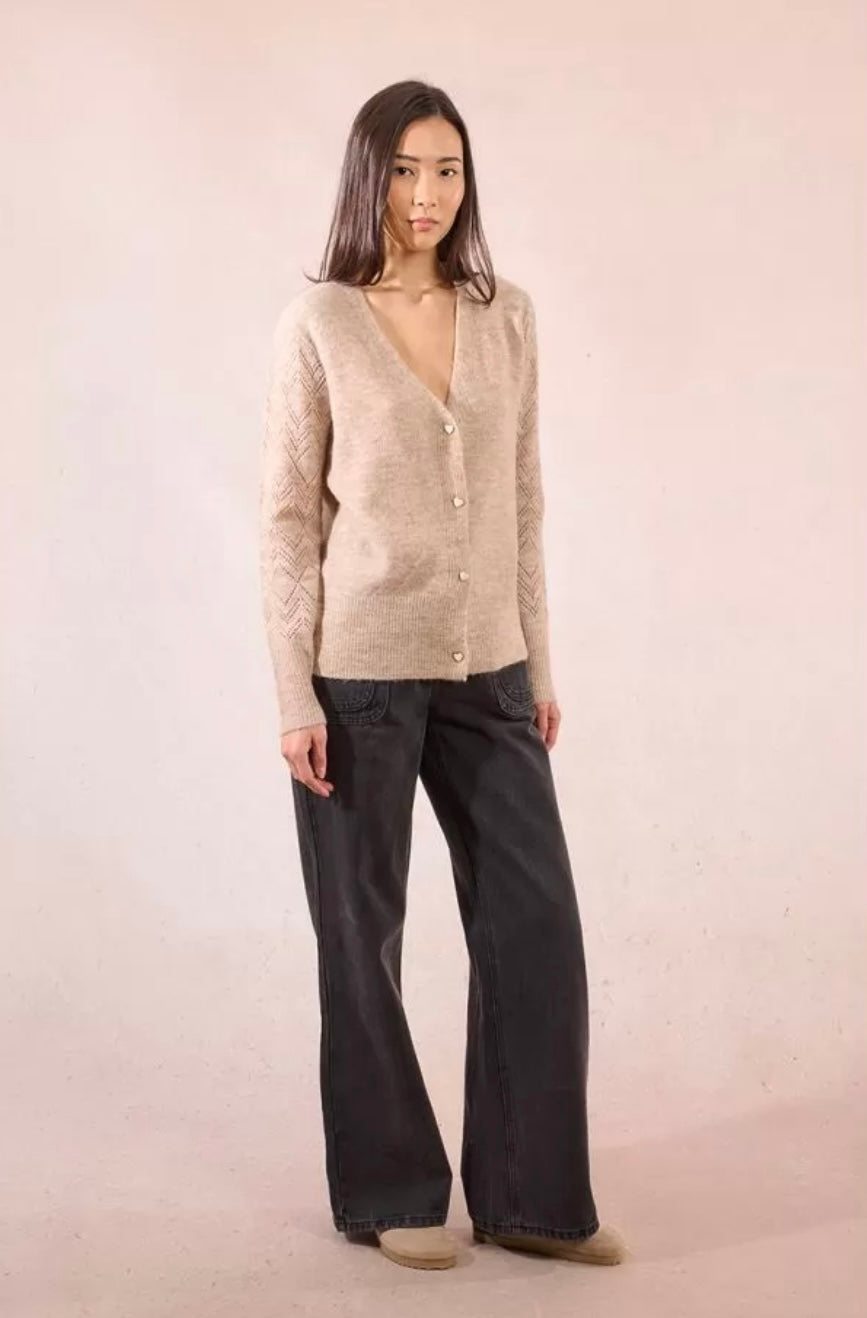 Ladies Knitted Cardigan Beige