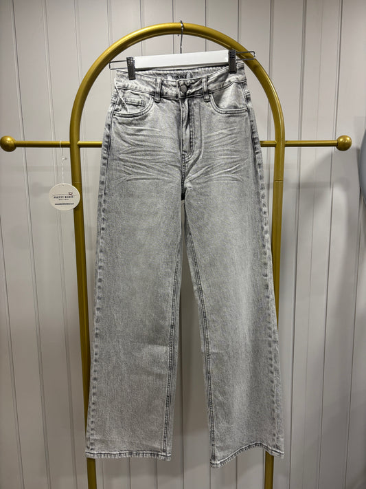 Grey wide leg jeans