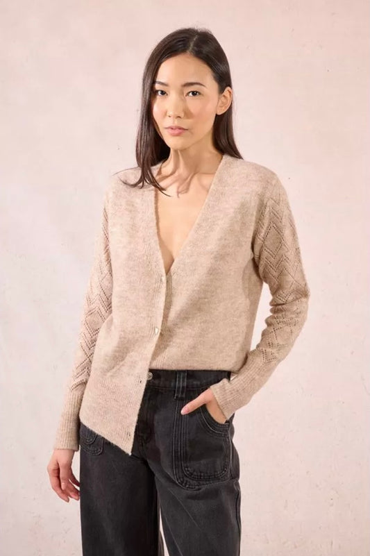 Ladies Knitted Cardigan Beige