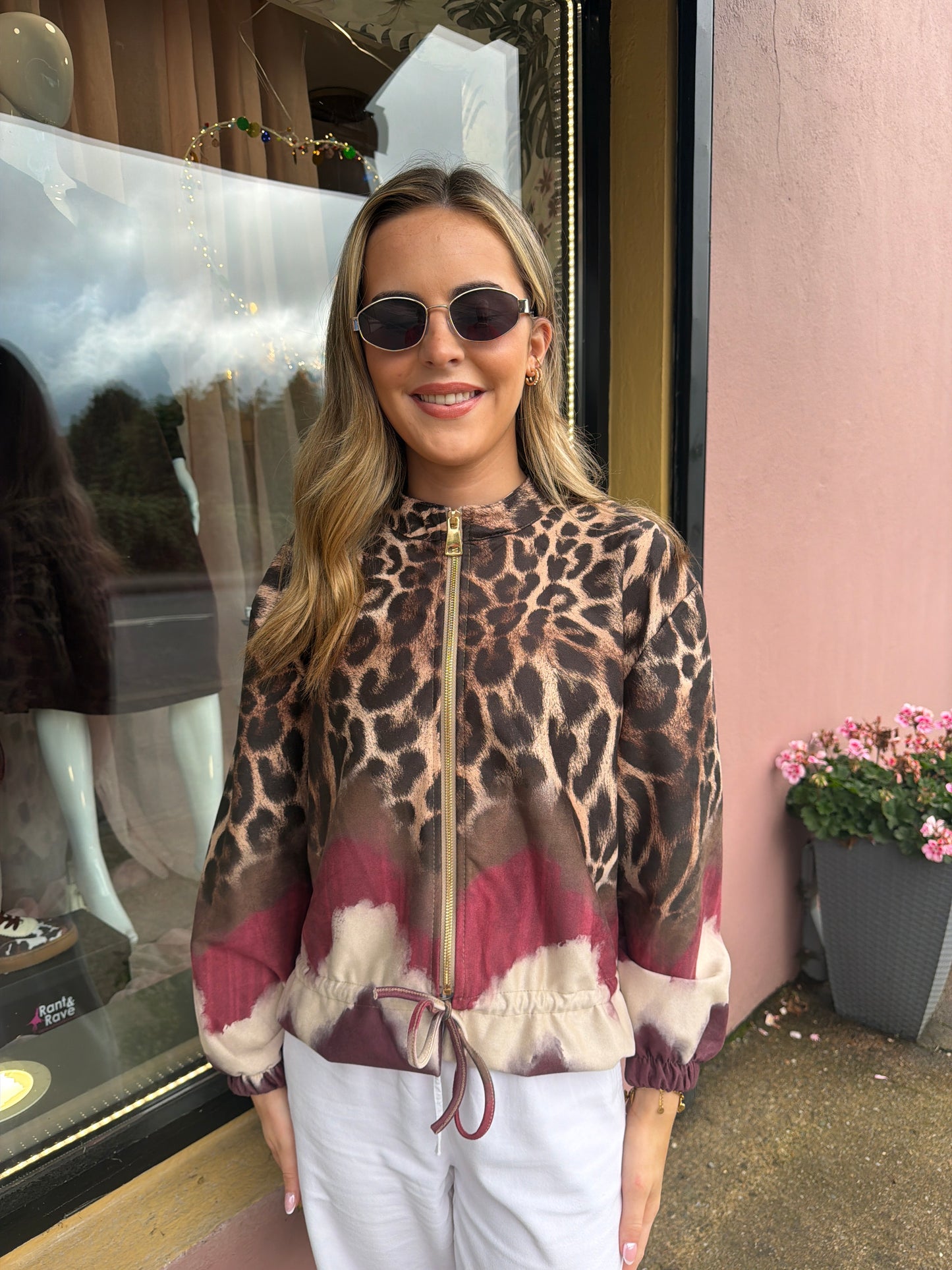 Burgundy Leopard Print Jacket