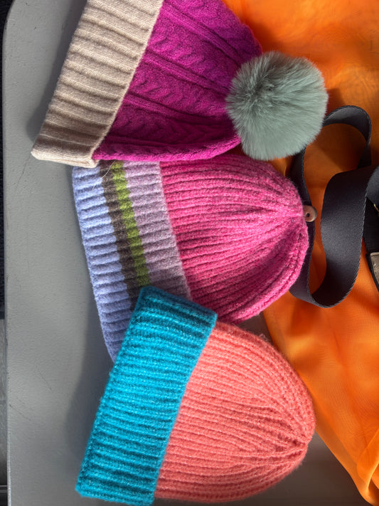 Coral beanie hat