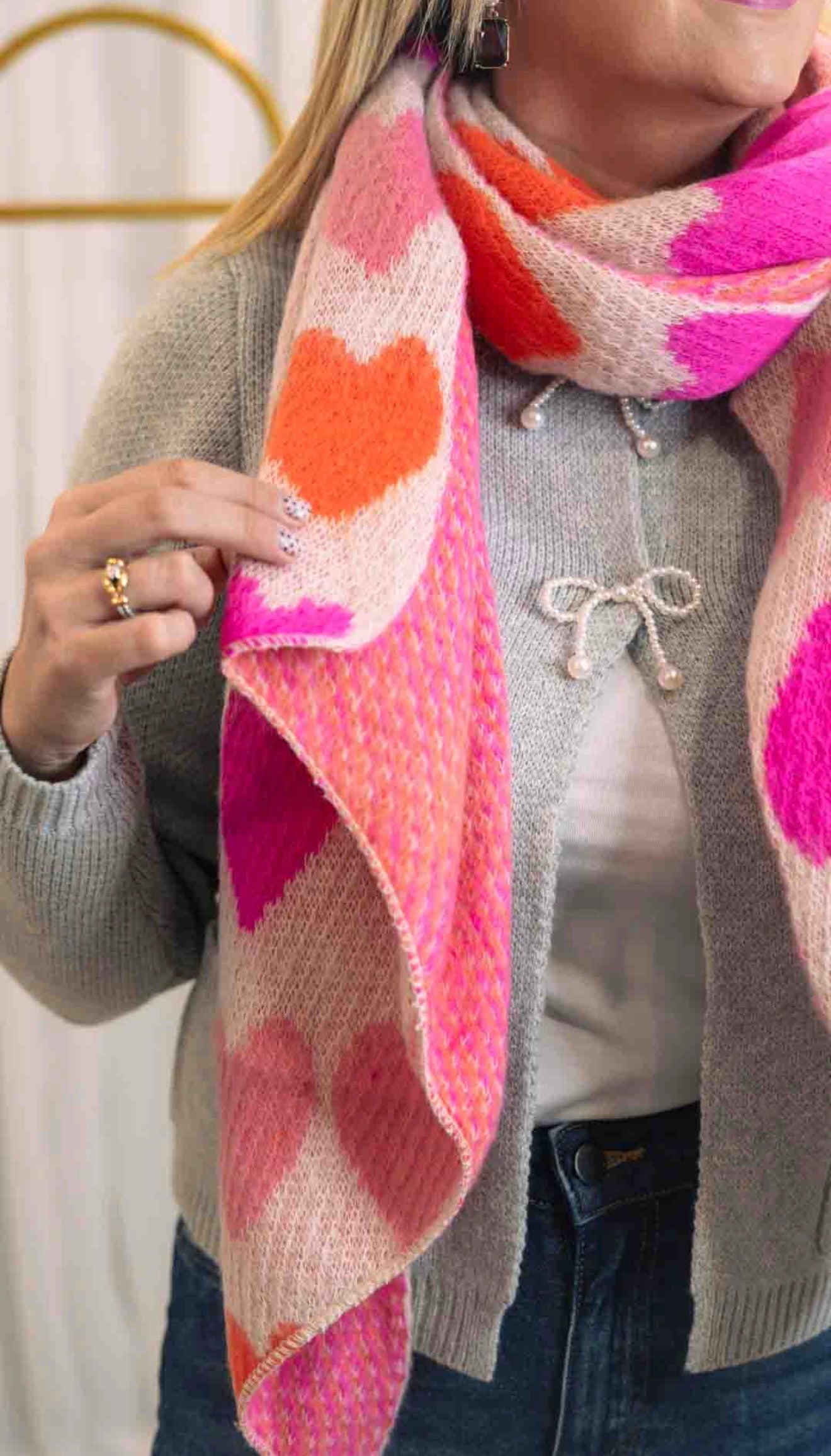 Heart Scarf cream