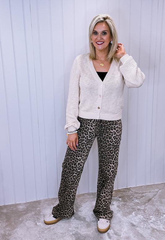 High waist leopard jeans