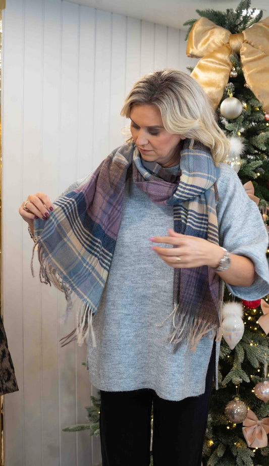 Lilac tartan scarf