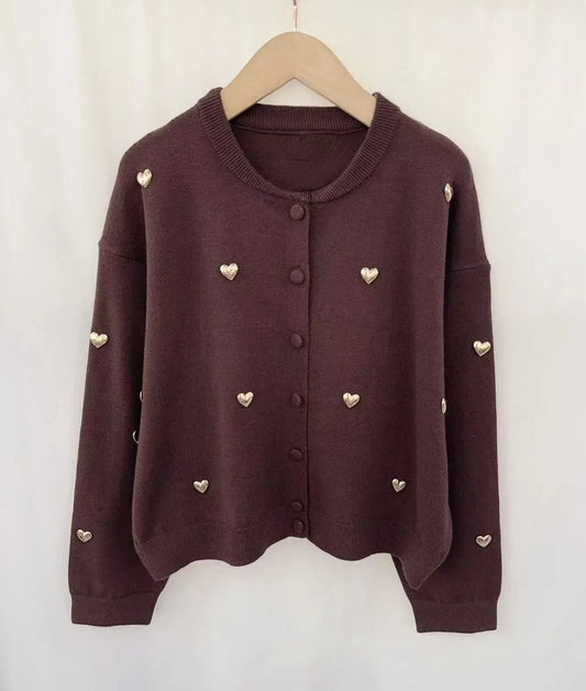 Brown heart Cardigan