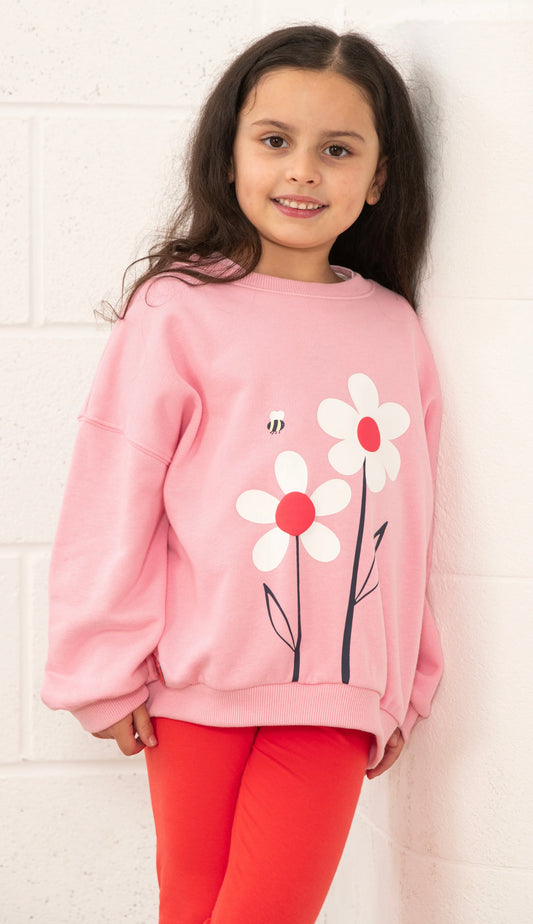 Flora Sweatshirt - Dusky Pink Flowers